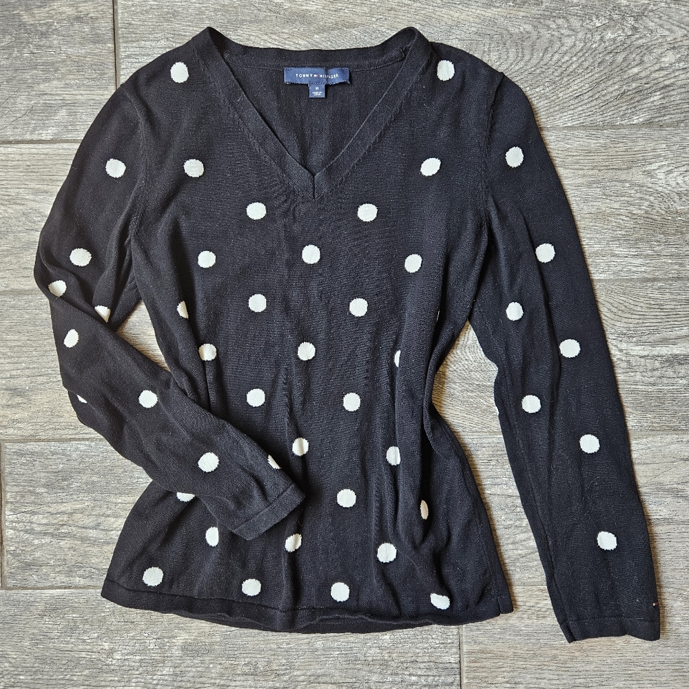 Tommy Hilfiger Black and White Polka Dot Sweater
